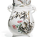 A large famille rose vase, fanghu, circa 1900