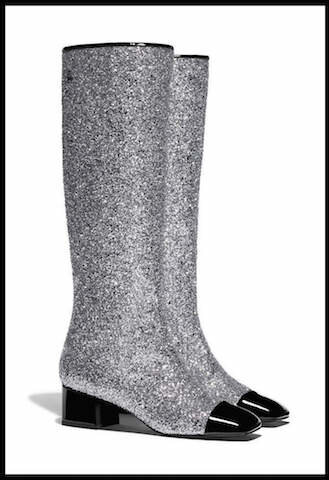 Bottes Tissu Pailleté \u0026 Veau Verni Noir , Chanel , VIDEO Défilé Chanel Automne/Hiver 2017/2018