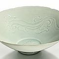 A carved Qingbai 'Chilong' bowl, Song dynasty