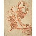Mattia preti (taverna 1613-1699 valletta), a young man kneeling with a basket