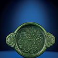 A rare and large spinach-green jade marriage bowl, qing dynasty, 18th century