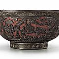 A large black and red lacquer bowl, ming dynasty, 16th century