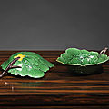 Deux coupes en forme de feuilles, chine, époque kangxi (1662-1722)