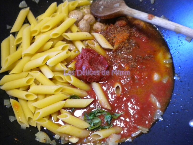 One pan pasta aux petites boulettes
